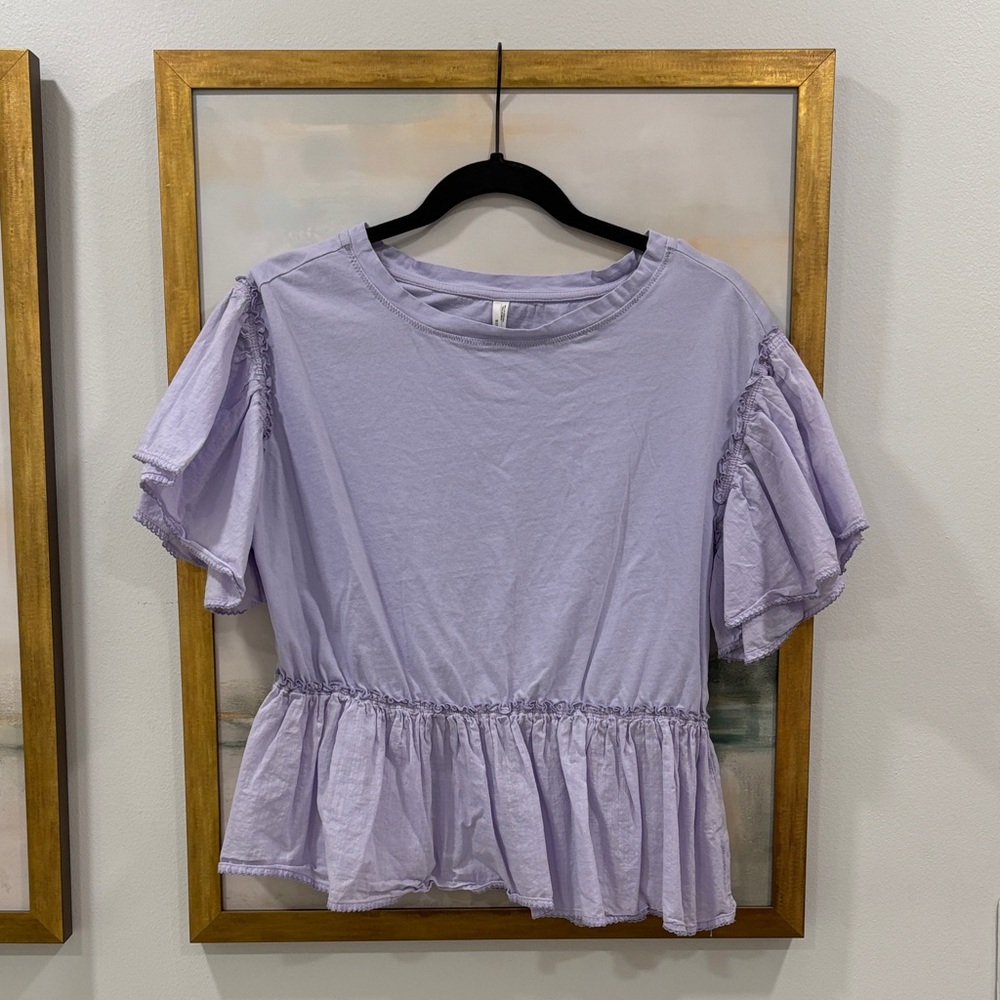 Anthropologie lilac peplum top XS